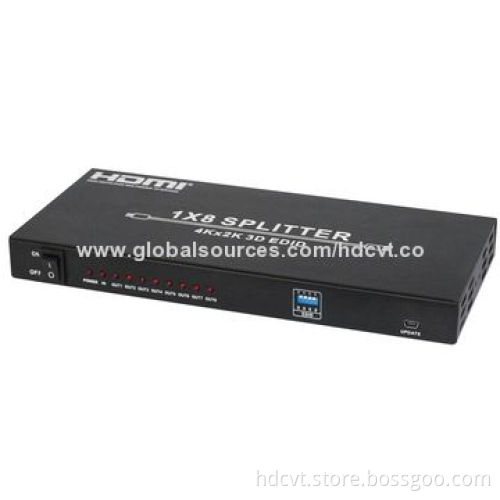 4K HDMI Splitters 1x8 with EDID Control, Sized 118 x 250 x 32mm, 5V DC/2A Power SupplyNew